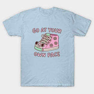 Cute Sneaker Go At Your Own Pace Motivational Quote T-Shirt